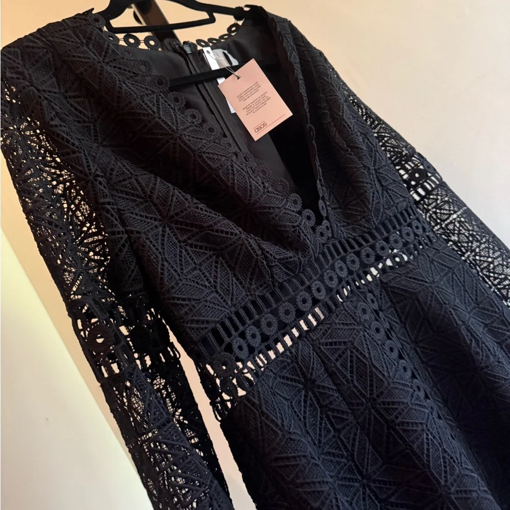 NWT ASOS Chic and Sexy black lace dress Size 12 - Picture 3 of 12
